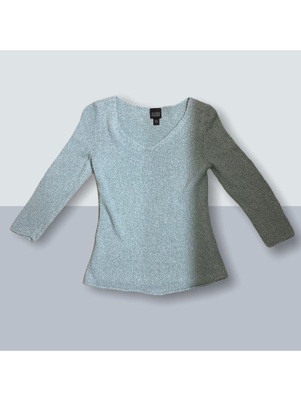 Eileen Fisher Light Blue V-Neck Sweater Size Small